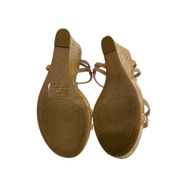 Size 8.5M Jessica Simpson Cork Wedge Platform Sandals Taupe - Picture 8 of 10